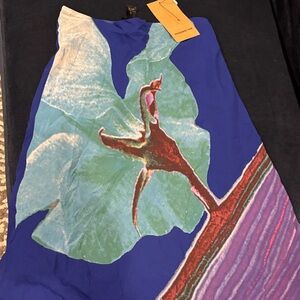 Vibrant Blue and Multicolor Abstract Skirt